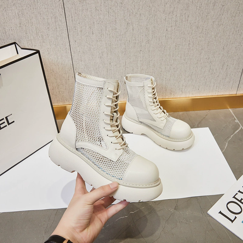 Женские ботинки Martin, летние сетчатые туфли, новые дизайнерские сандалии 2025 года, ботинки из натуральной кожи в корейском уличном стиле.