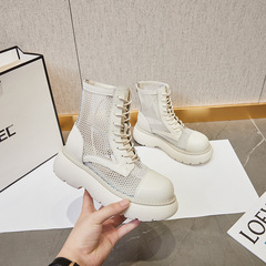 馬丁靴女夏季鏤空網鞋2022新款小眾設計款涼鞋真皮韓系街拍涼靴潮