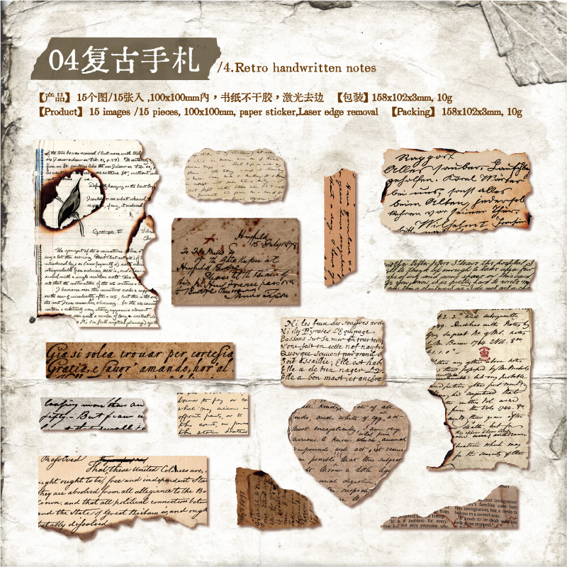 Detalles de la serie de pegatinas retrógradas retrógradas inglesas cuentas de mano diy pegatinas decorativas de fondo