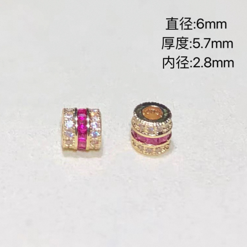 14K Gold-Filled High Color Retention Jewelry Crystal DIY Accessories Colorfulful Zircon Large Hole Spacer Beads Bracelet Necklace Accessories