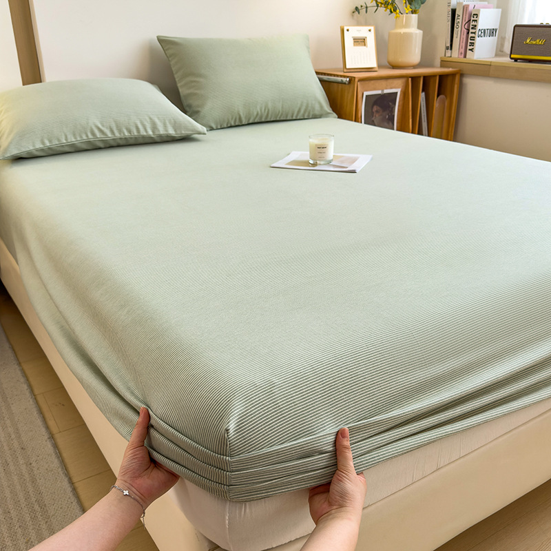 Funda de cama cepillada de algodón cubierta protectora de colchón de una sola pieza 2024 nueva funda de cama impresa para una sola persona para todas las estaciones