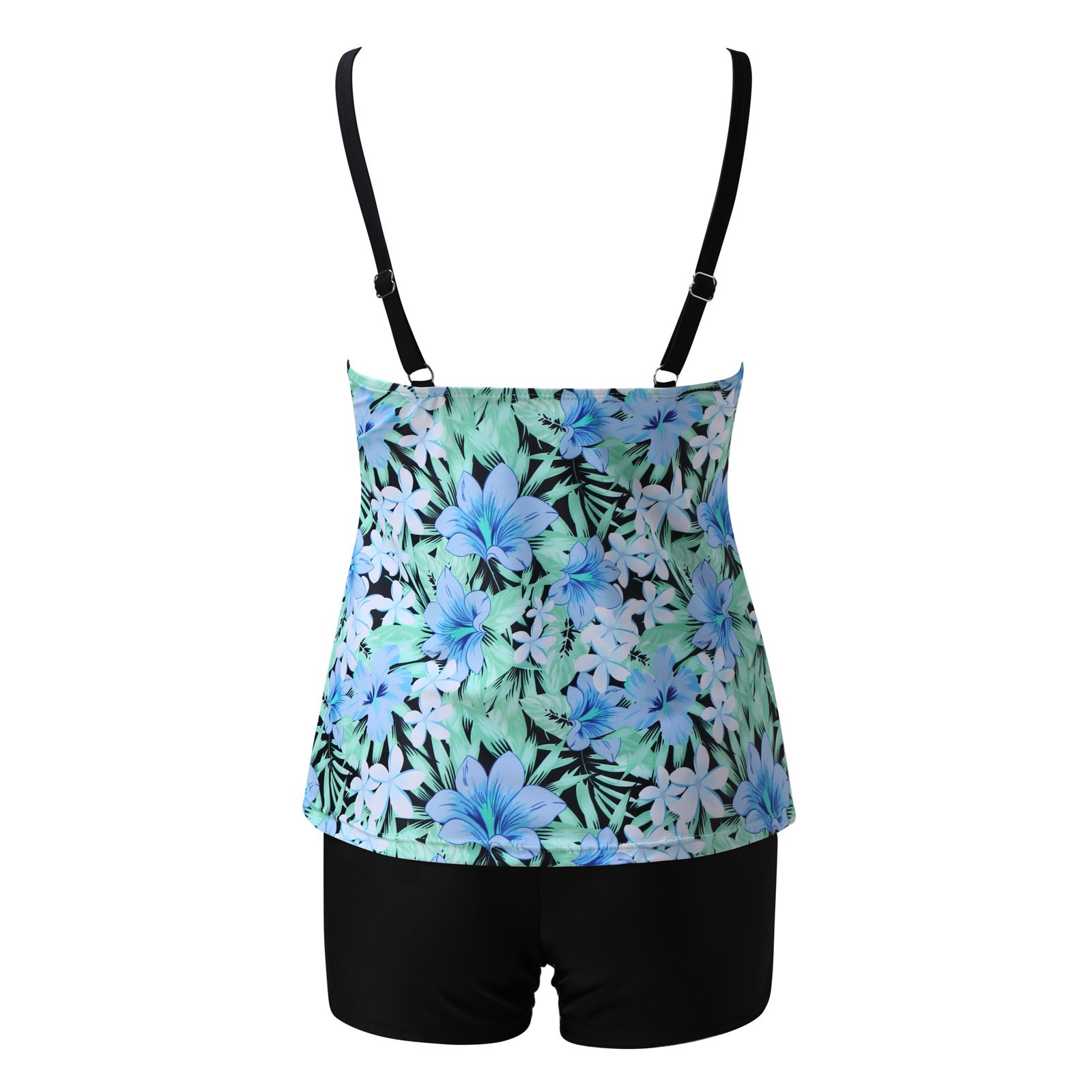 Tankini badpak met bloemenprint en shortje voor dames in grote maten - Comfortabele en stijlvolle badkleding voor vrouwen_voghion.com