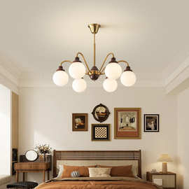法式中古魔豆客厅灯美式复古实木餐厅卧室书房衣帽间南洋风灯具