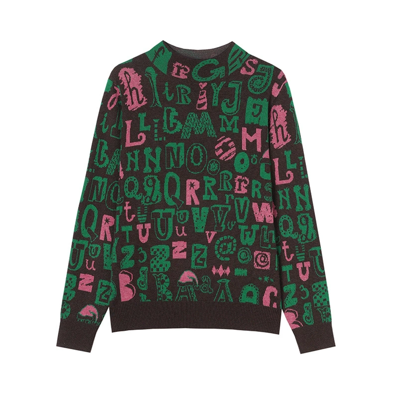 Woolen knitted sweater, 2024 years, high collar, oversize