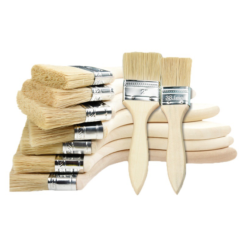 Mango de madera grueso cepillo de pintura cepillo de pelo de cerdo cepillo de barbacoa herramientas de hardware industrial impermeable sin pelusa cepillo pequeño