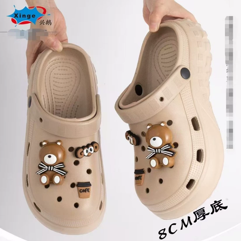 Quanxing Factory-Летние садовые туфли-крокодилы на толстой подошве с героями мультфильмов, мягкий материал из ЭВА, уличная одежда, домашняя женская обувь-крокодил