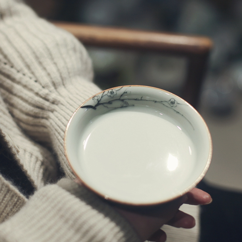 SI6K|勿念|《鹦鹉绿》纳福系列茶具 葫芦盖碗 壶承 果盘 手绘梅花