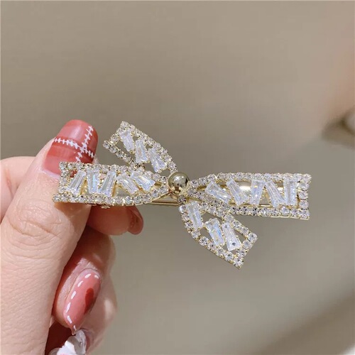 Fairy Rhinestone bow bling hairpin korean style temperament side clip bangs clip back head duckbill clip flash fairy hair accessories