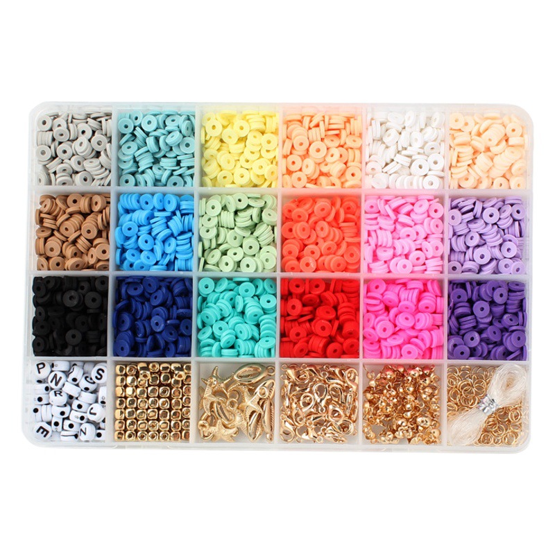 24-rejilla suave cerámica océano serie caja 6mm color oblea bohemio estilo joyería pulsera DIY joyería