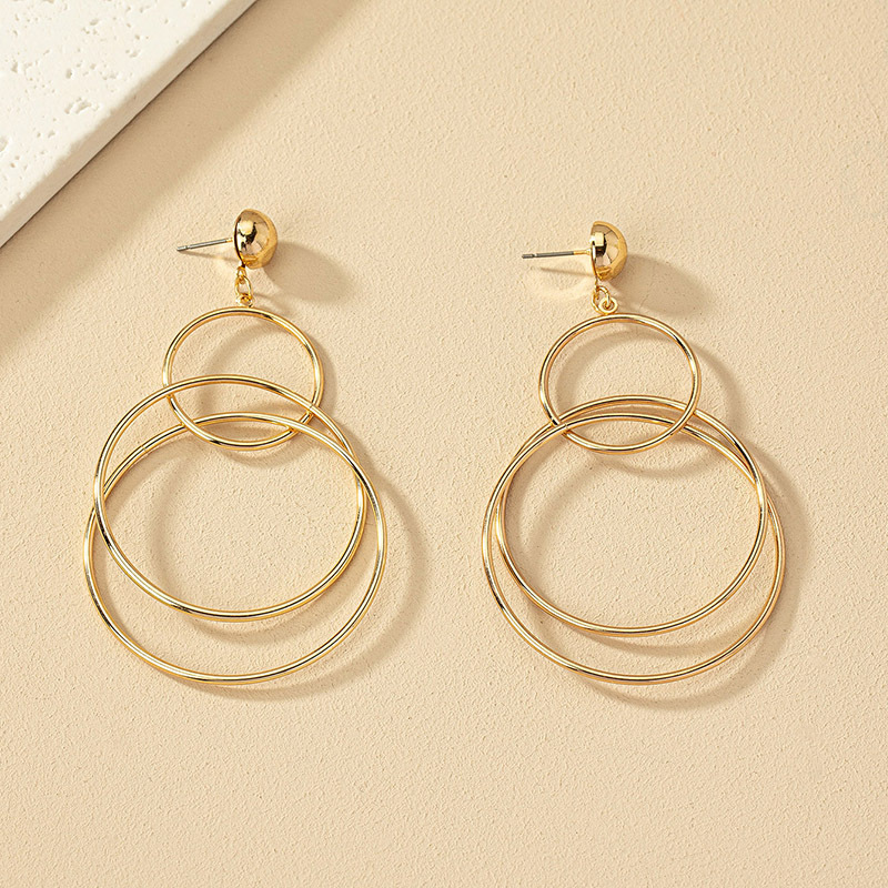 1 Pair Vintage Style Circle Solid Color Plating Metal Drop Earrings display picture 5