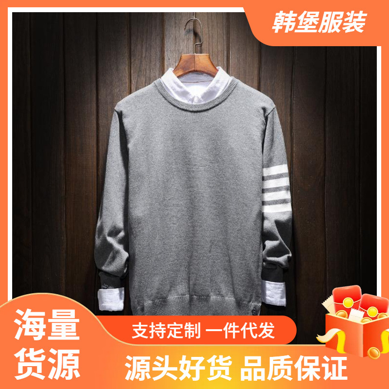 TB新款亚马逊跨境日系开衫wish男装四条杠针织衫大码速卖通毛衣男