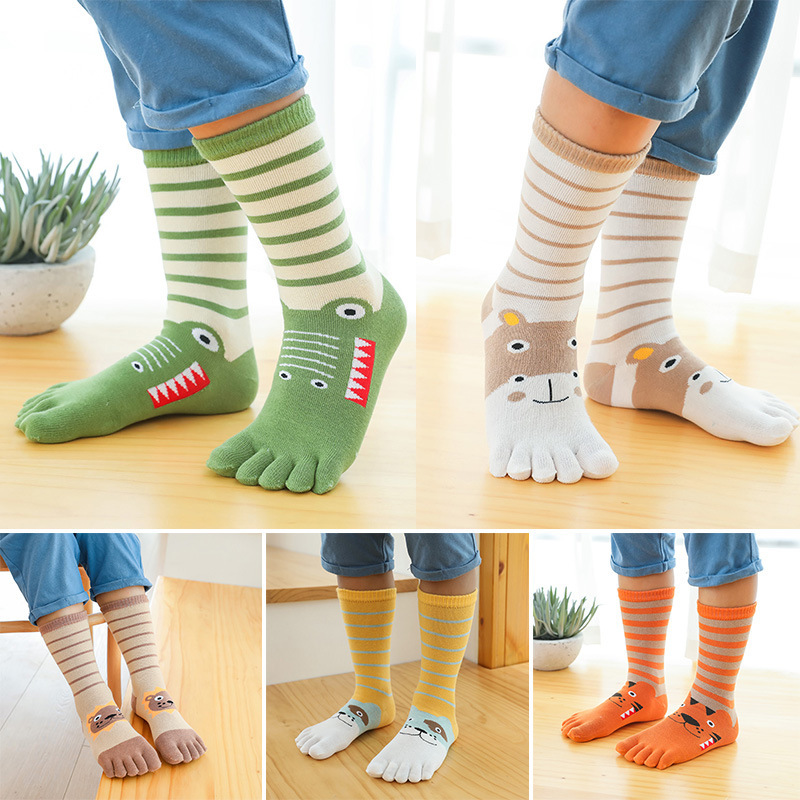 Autumn and Winter New Kidsren's Toe Socks Piles of High Socks, Large and Small Kidsren's Long Split-Toe Socks, Cotton Warm Socks