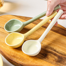 日式陶瓷長柄勺子家用愛小湯勺家用網紅ins風吃飯勺甜品湯匙調羹