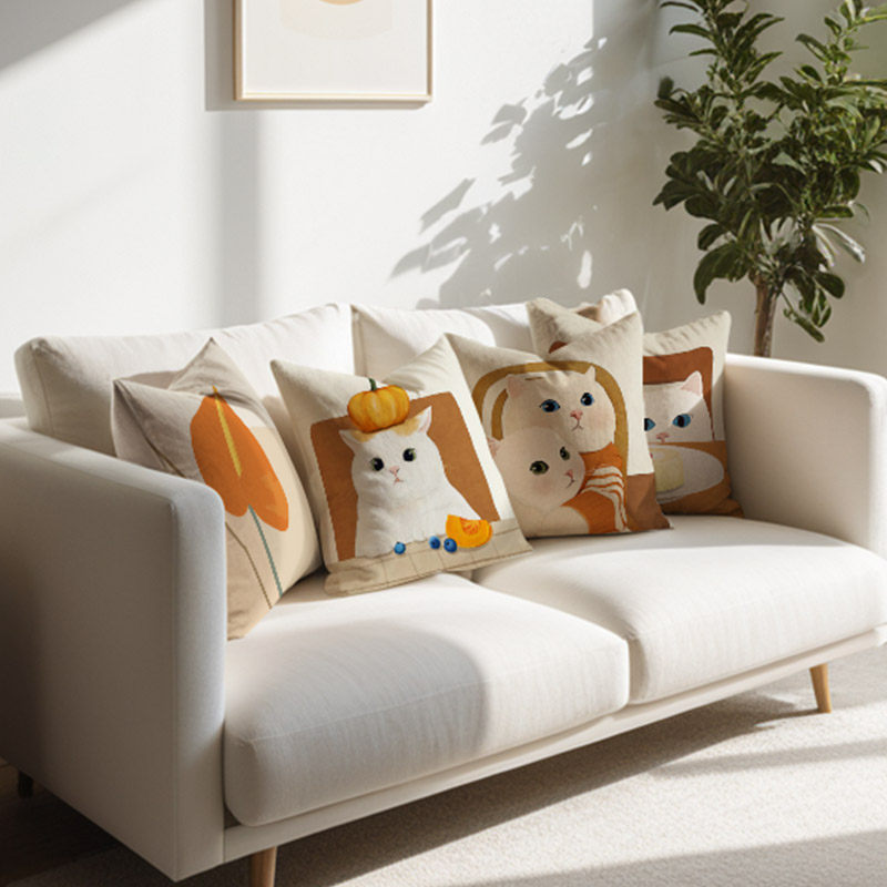 Luz de lujo nórdico simple almohada de viento naranja geométrica impresa de doble cara cojín de ventana flotante decoración sofá sala de estar almohada