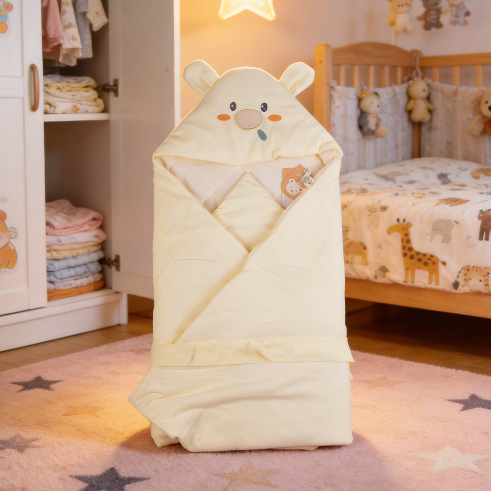 Spring and Summer Newborn Baby Swaddle Blanket Wholesale 100g Cartoon Embroidered Quilted Swaddle Blanket Baby Blanket 100*100