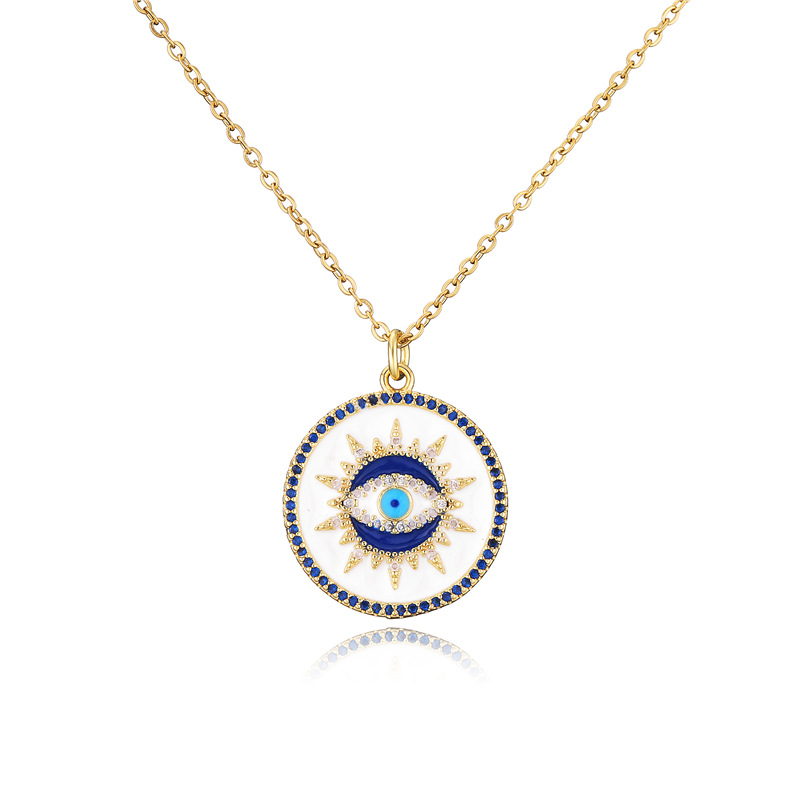 Fashion White Oil Dripping Devil's Eye Pendant Necklace display picture 6