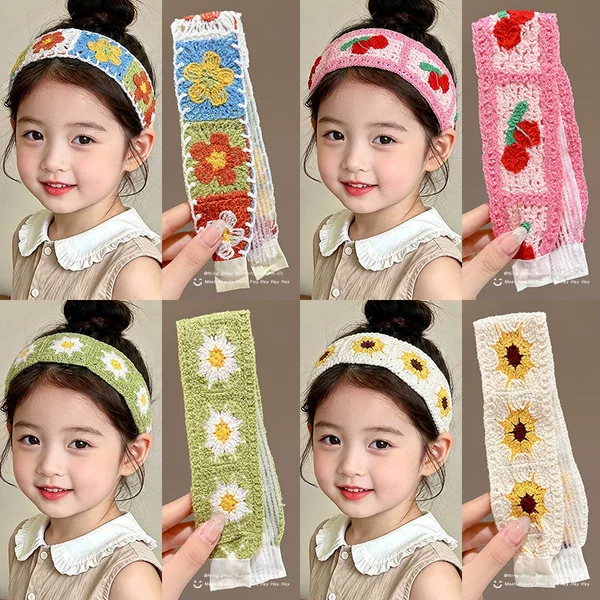 Children's face-washing headband for girls, designed to hold hair in place without pulling, perfect for managing bangs and loose strands, featuring a magic tape closure