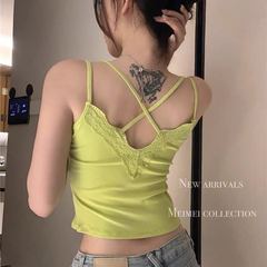 Clothes rack style spring and summer new cotton shoulder straps crossed lace beautiful back, fashionable inner wear outer underwear vest 205