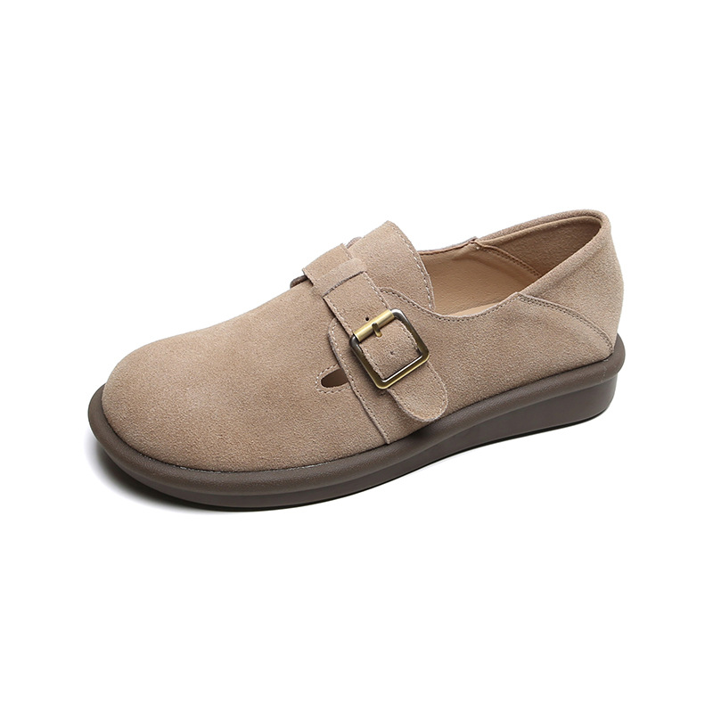 Weiwei girl 723-1 frosted cowhide soft-soled Boken shoes women's round toe single-layer shoes slip-on Boken shoes women's flat shoes