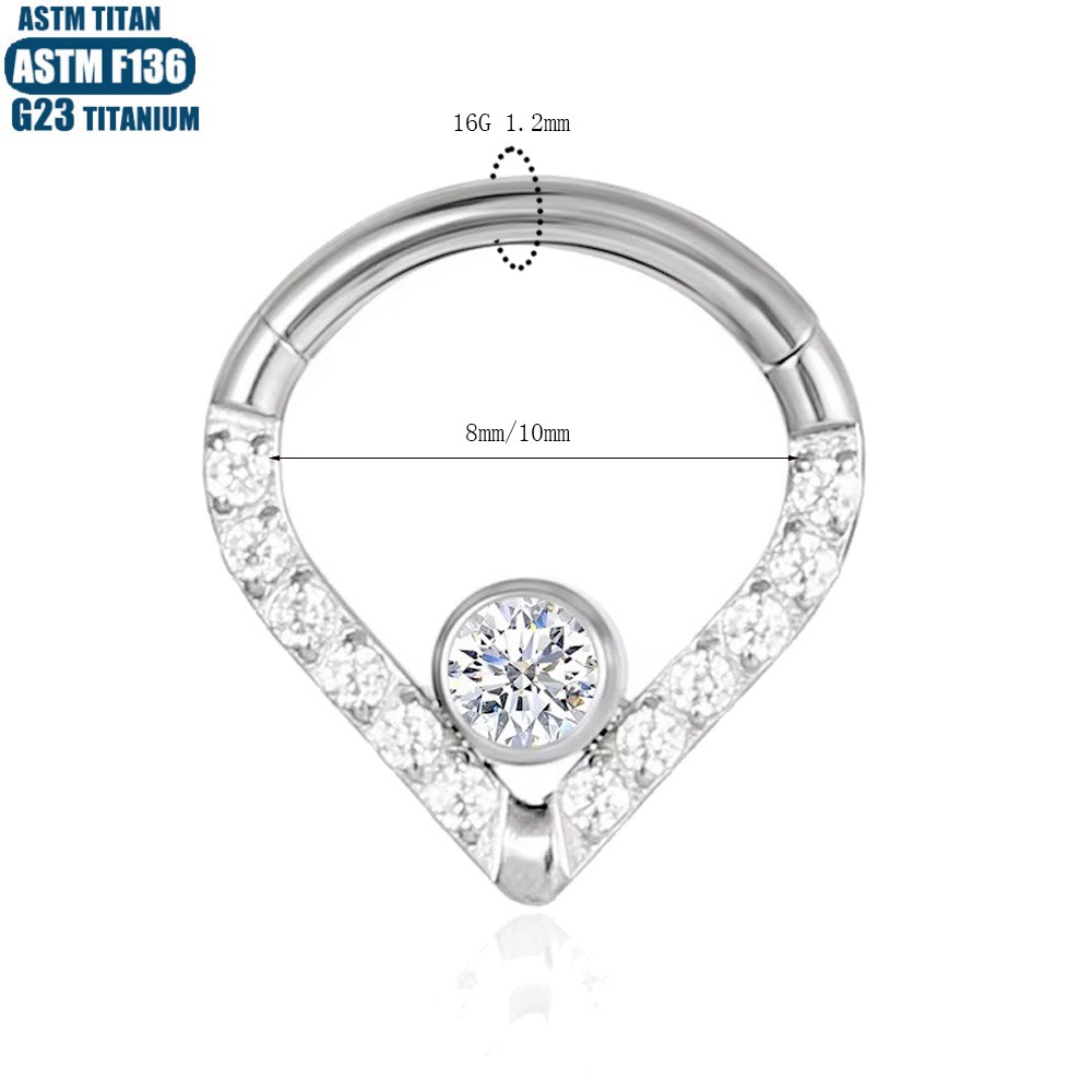 F136 Titanium Alloy Water Drop Earrings Nose Ring Diamond Nose Piercing Nasal Septum Ring Seamless Ring Piercing Jewelry Earrings detail image 17
