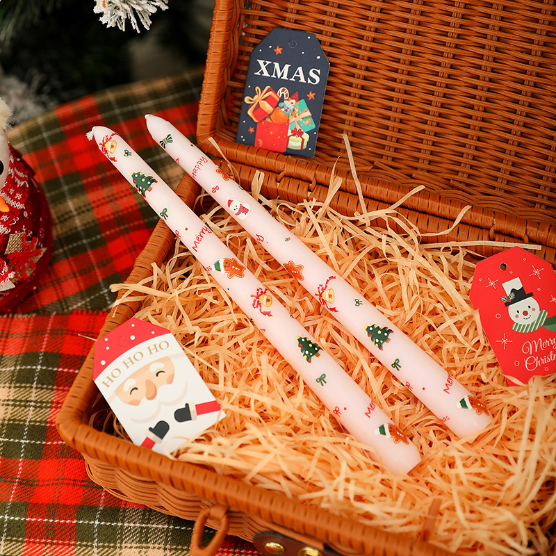 クリスマス香りキャンドルヨーロッパプリントロングロッドワックス漫画かわいい雰囲気の装飾品ホーム撮影装飾|undefined