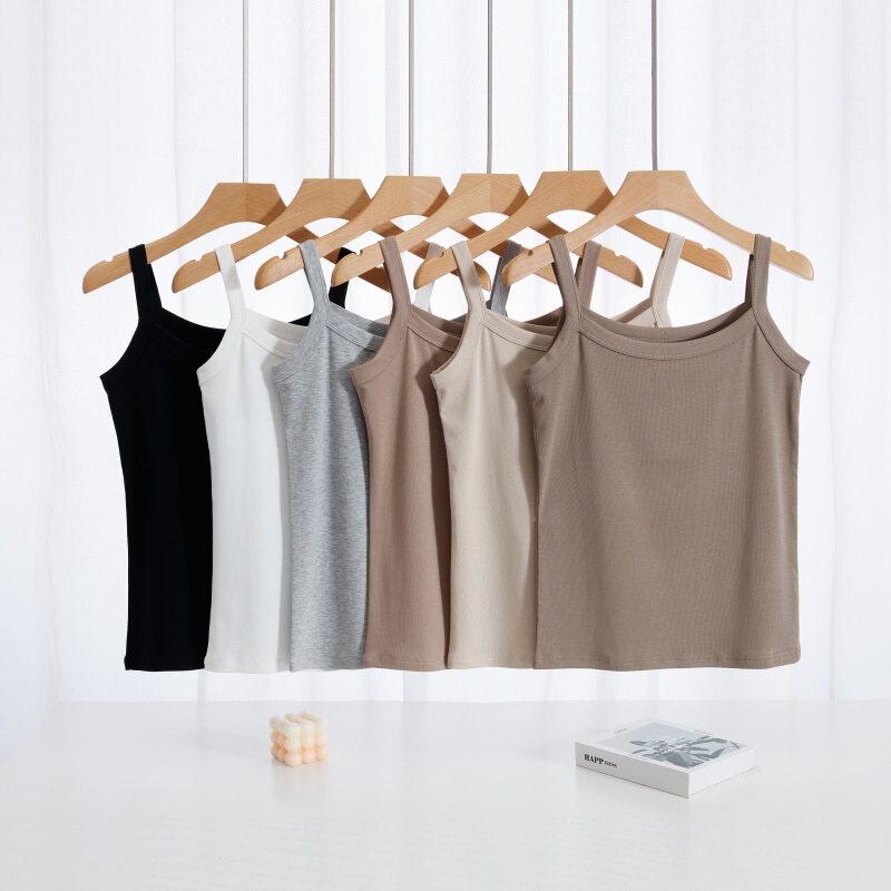 Simple solid color small camisole women's summer outer wear cotton undershirt sleeveless slim fit women's top Simple solid color small camisole women's summer outer wear cotton undershirt sleeveless slim fit women's top