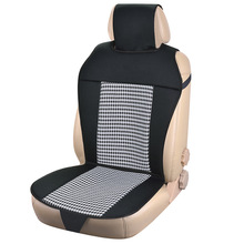 跨境热销黑白格提花网眼布拼接连帽连体前座汽车坐垫四季通用座套