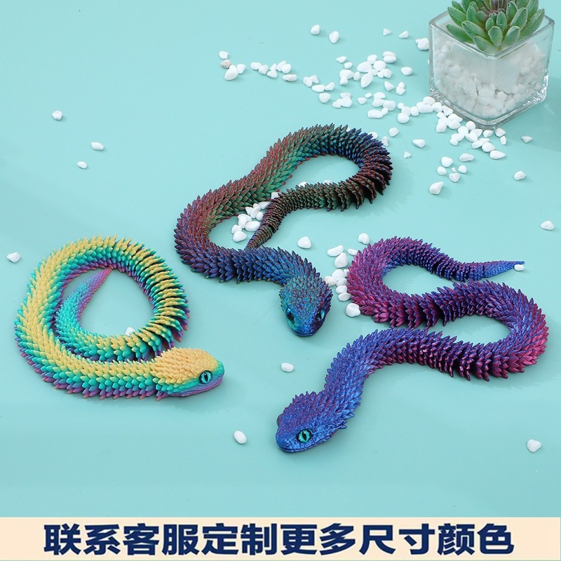 Viper 3D Printing Joint Movable Super Long Animal Hand-made Tide Play Simulation Snake Stall Explosions Boys Children's Toys