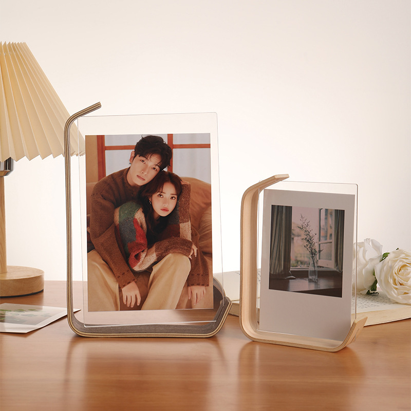 Transparent double-sided acrylic photo frame personalized photo frame 6 inch cute ins photo ornaments carved logo