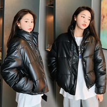 2022冬装新款韩国学院风宽松显瘦加厚立领时尚皮衣外套棉衣学生潮