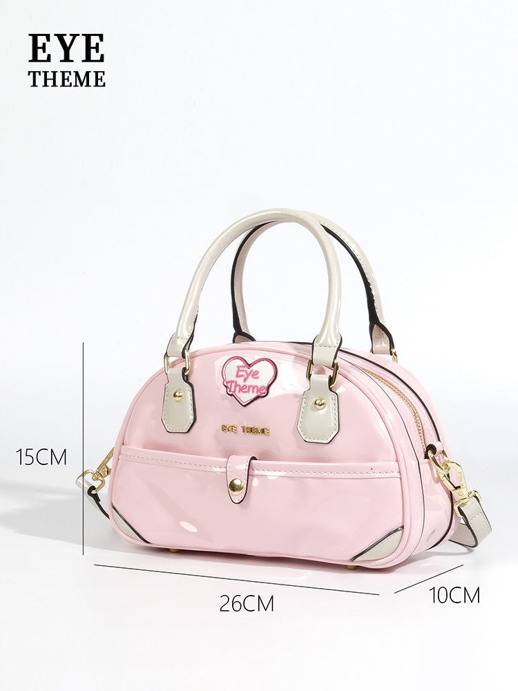 2024 verano pequeño fresco en la nueva piel esmaltada brillante PU bolsos de mujer de color casuales de color de mano con brazalete 2586 #