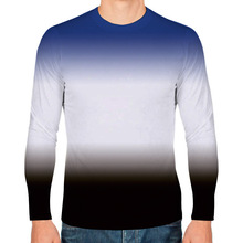 2022年新款長袖上衣男士休閑運動數碼3D印花漸變色T恤 廠家批發