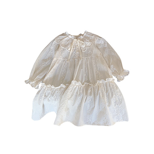 Little Girl Dress 2024 Spring and Autumn Baby Girl Collar Lace Dress Fashion Children Long Sleeve Princess Dress Korean Version