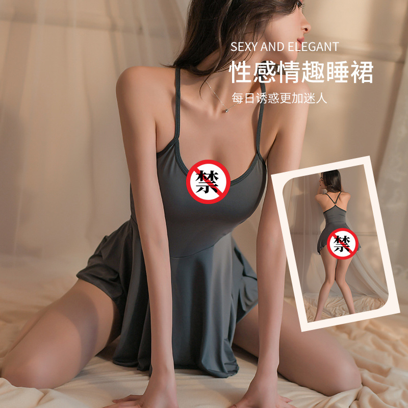 Sexy lencería sexy Liga camisón sedoso caliente hielo seda seductora suspender pijamas puro deseo uniforme de una sola pieza de entrega