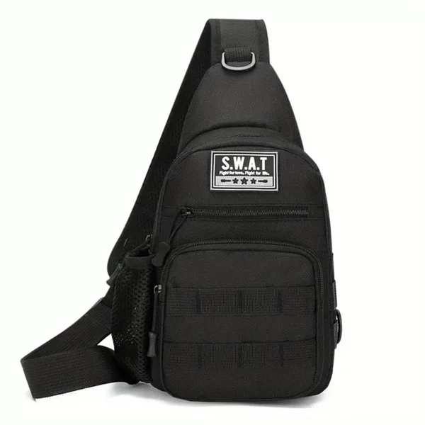 1 Piece of Men's Adjustable Crossbody Bag, Anti-Wear Canvas, Multi-Layer Lightweight Hiking and Outdoor Hunting Backpack