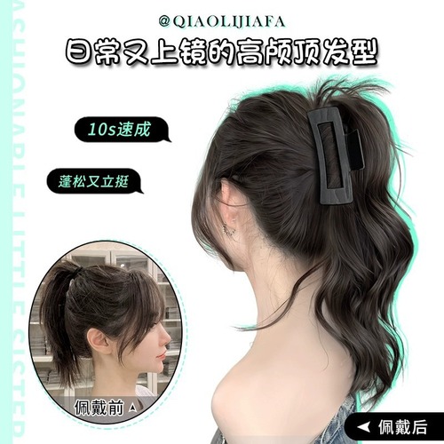  New Style Sweet, Cool, and Spicy High School Girl Braided Wigs Half-Up Ponytail Fake Hair with Clip for Instagram Influencers