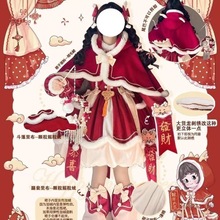 泡泡熊原创设计新年款小福兽lolita洛丽塔lo裙红色长袖连衣裙套装