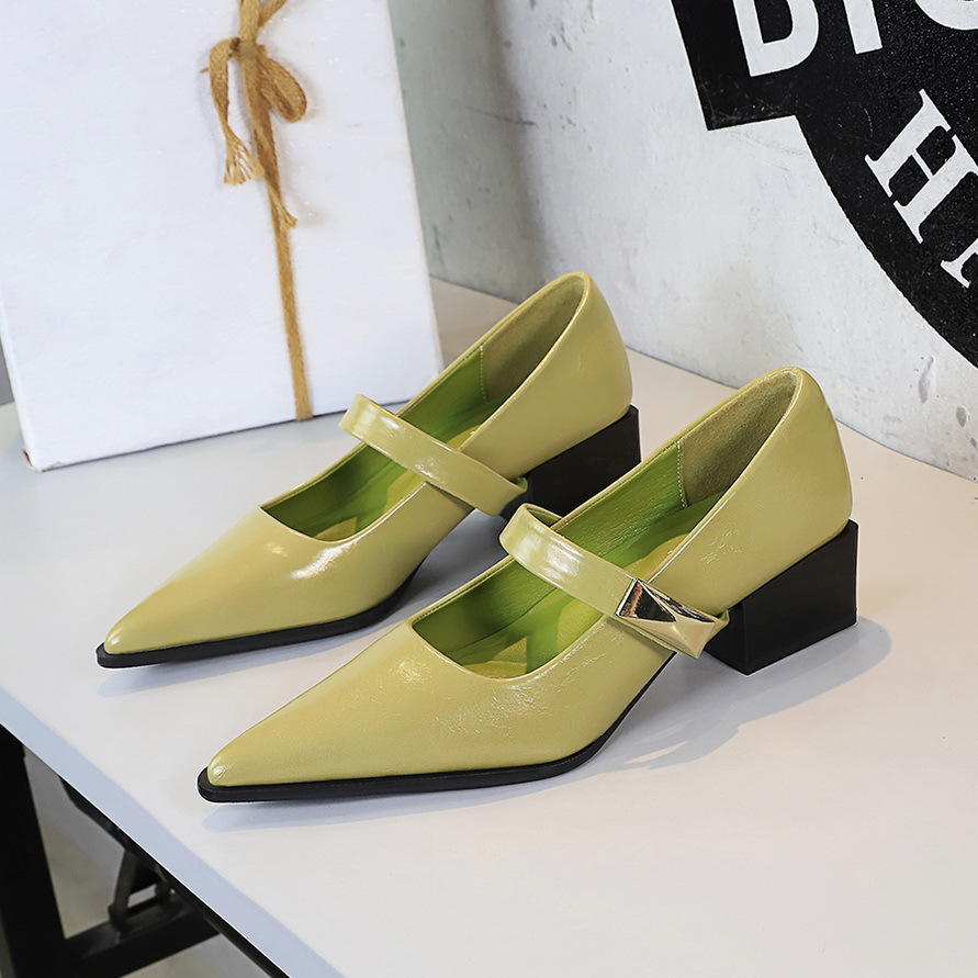 Elegant Women's Pointed Toe Mary Jane Pumps With Thick Heels_voghion.com