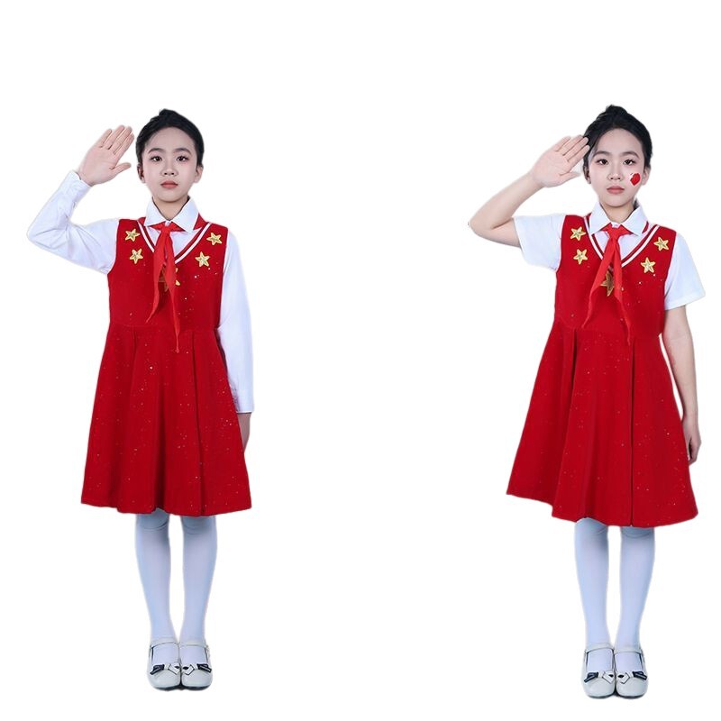 新しい子供用パフォーマンス服、小中学生のコーラス服、スピーチホスト、詩の朗読、祖国の歌、中国の赤|undefined