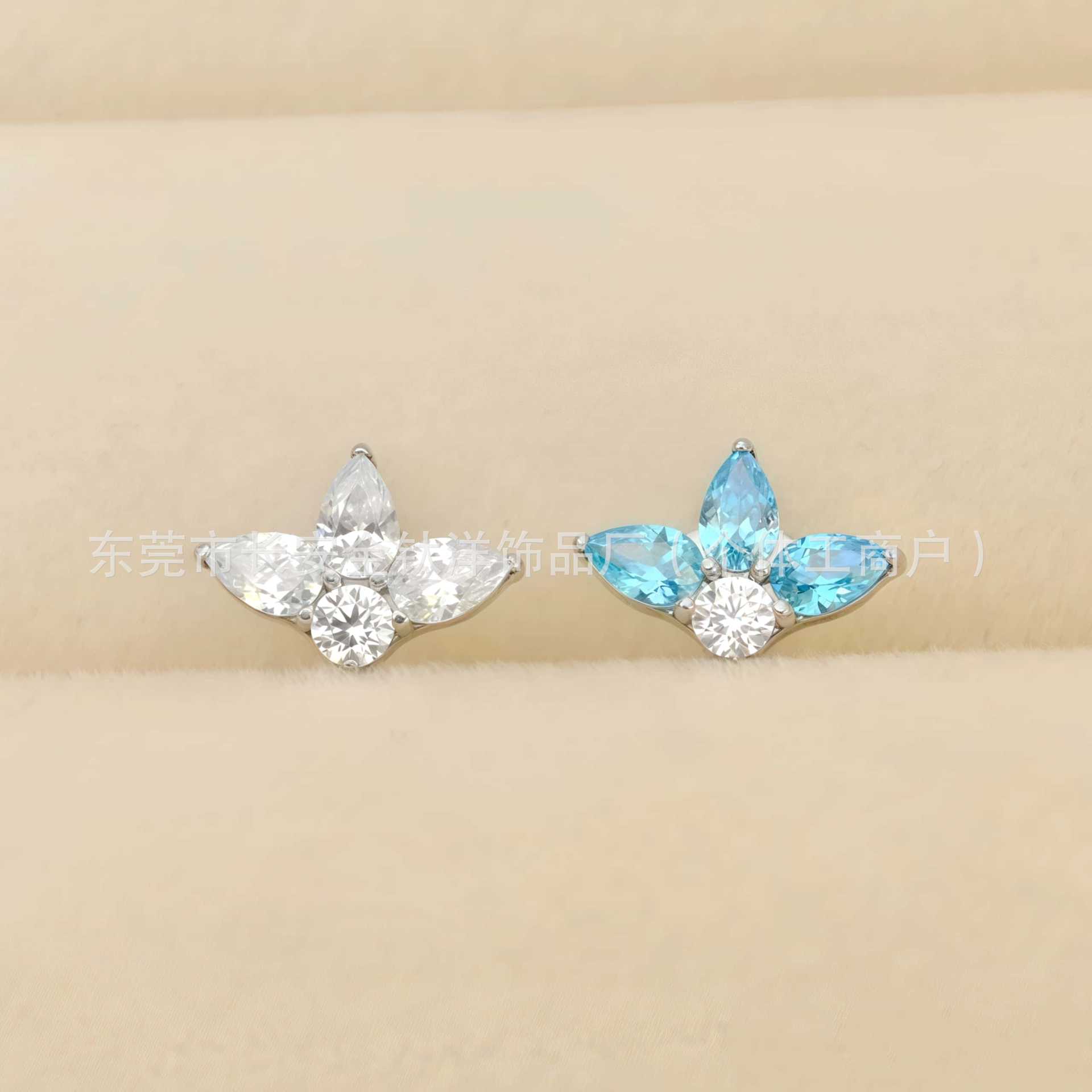 F136 Titanium Internal Thread Full Diamond Leaf Zircon Lip Nose Ear Nail Piercing Jewelry G23 Titanium Alloy detail image 7