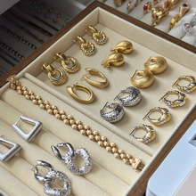 欧美跨境金属风几何不规则U形耳扣夸张气质耳环轻奢高级感耳饰女