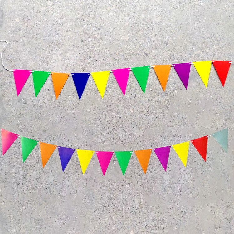 Colorido triángulo decorativo bandera vacaciones cumpleaños boda fiesta decoración tire bandera diseño de la Sala de la escuela bandera colorida