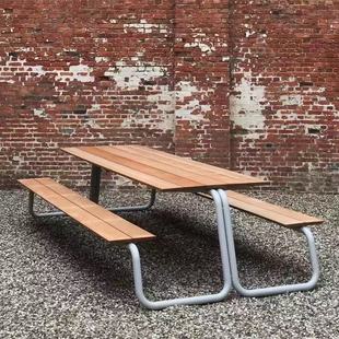 Outdoor Courtyard Aluminum Alloy Teak Table, Chair and Stool Furniture Kit Combination Sun Terrace Yard Teak Table and Chair