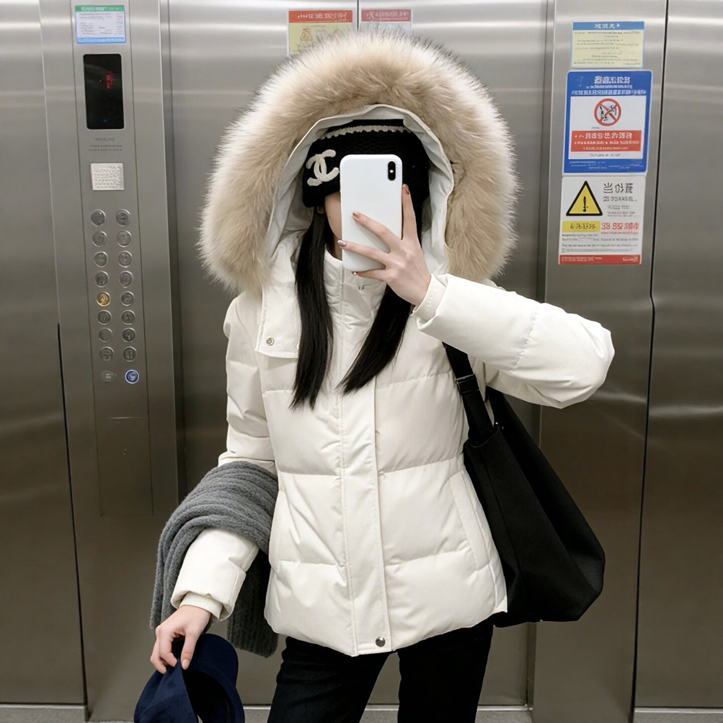 2026 new style, fitted waist, short down jacket for women, with a large faux fur collar, thickened for warmth, slimming effect, 90% white duck down, winter outerwear