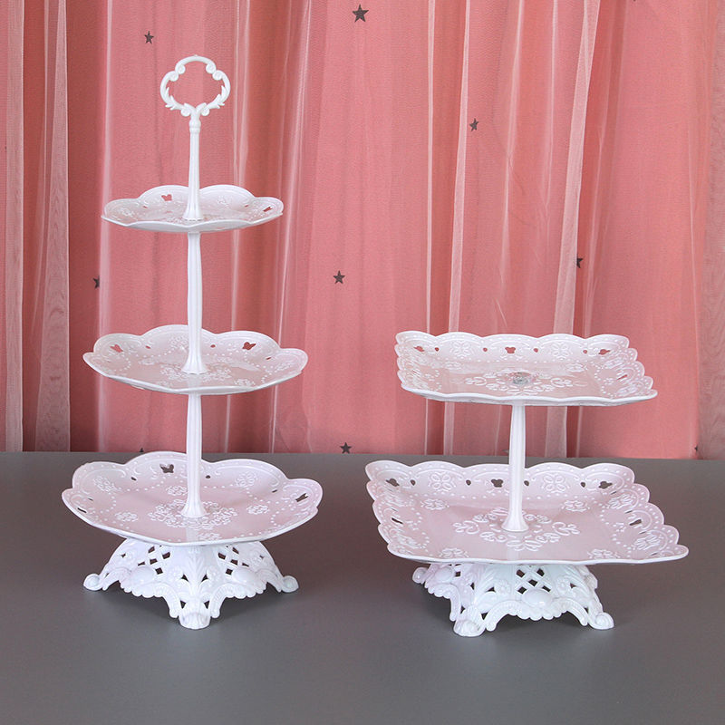 Birthday Dessert Disposable Living Room Cake Fruit Plate Display Table Layout Rack Display Rack Three-Layer European Style Table