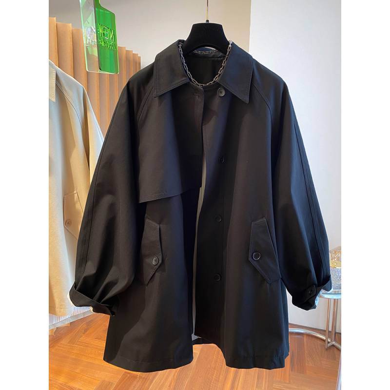 ng2510292 Spring New High-end Mid-length Long-sleeve Trench Coat Women's Loose Casual Korean-style Stylish Workwear Cardigan_ecoleips.com