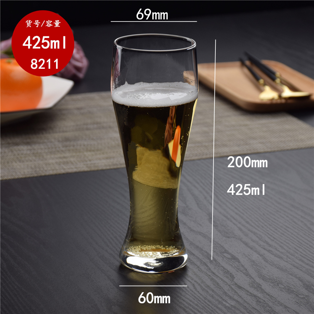 Taza de cerveza de cristal, taza de jugo, taza de trigo hecha a mano, taza de bebida elaborada