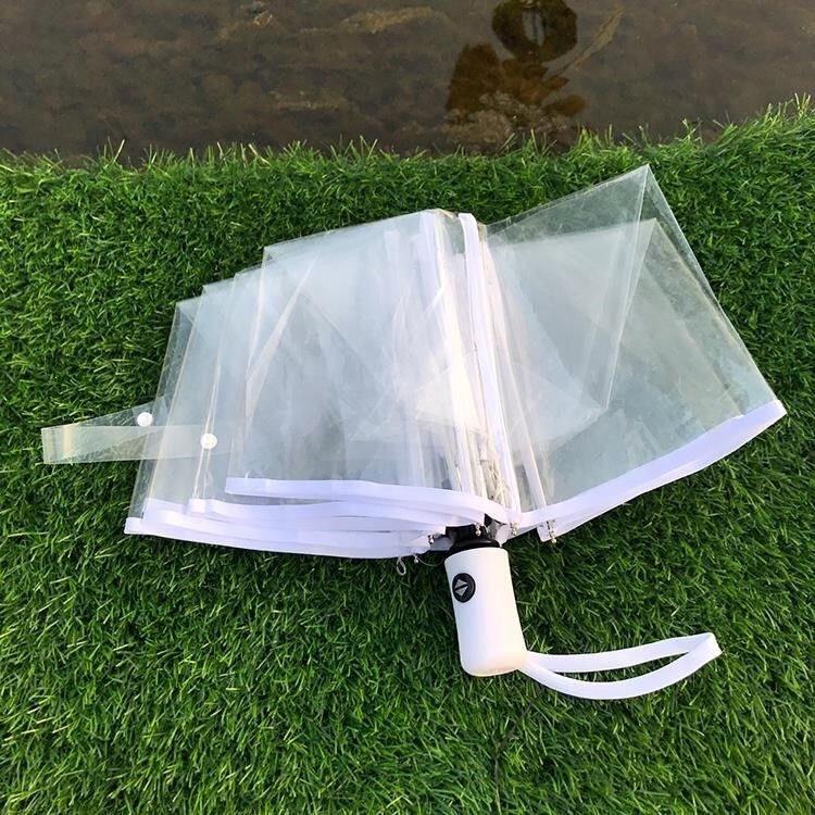Transparent Umbrella, Solid Color Folding Umbrella, 70% off Umbrellas, Fresh Style, Thickened Windproof Travel Sun Umbrella for Adults and Children