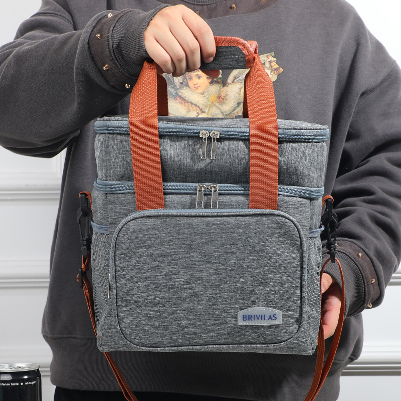 Gran capacidad Oxford doble hielo al aire libre picnic paquete de hielo Amazon venta transfronteriza bolsa de almuerzo bolsa de aislamiento térmico