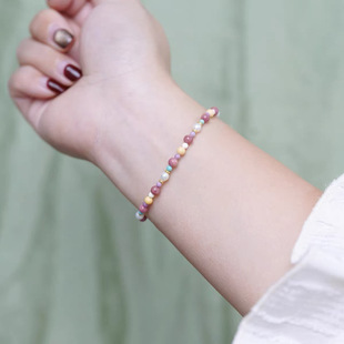 Dopamine Color Natural Freshwater Pearl Red Rose Stone Turquoise Beaded Bracelet Women's Macaron Girly Heart Gift